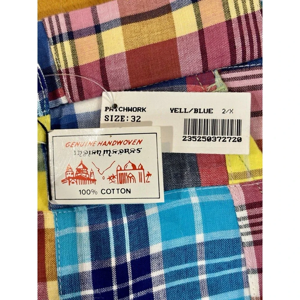 English Sports Shop Patchwork Madras Bermuda Shorts Men's 32 High Rise NEW Tags